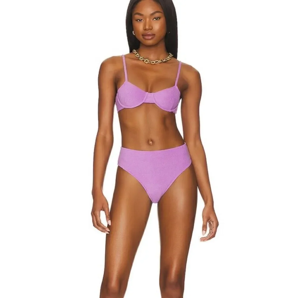 Faithfull The Brand Citra Bikini Bottom in Grape NEW Size 12/XXL